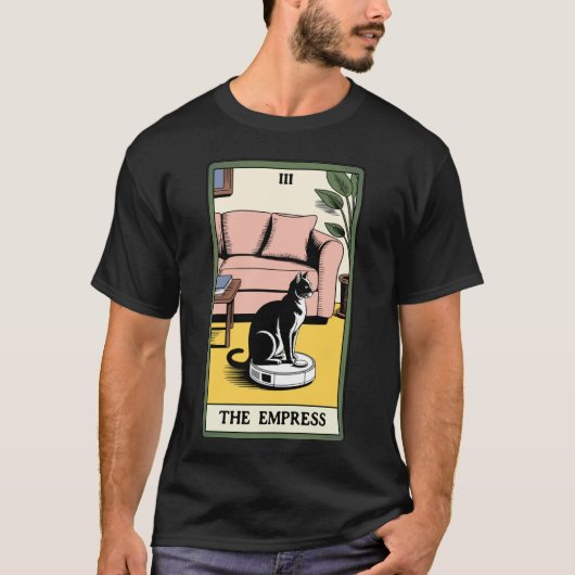 De Keizerin Tarotkaart Kat Robot Stofzuiger Ca T-shirt (Voorkant)