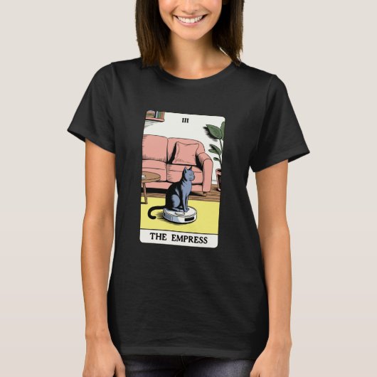 De Keizerin Tarotkaart Kat Robot Stofzuiger Ca T-shirt (Voorkant)
