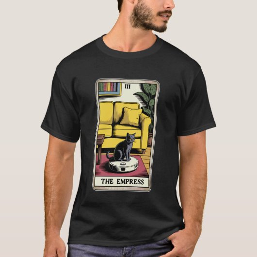 De Keizerin Tarotkaart Kat Robot Stofzuiger Ca T-shirt (Voorkant)