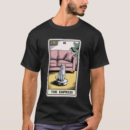 De Keizerin Tarotkaart Kat Robotstofzuiger Ca T-shirt (Voorkant)