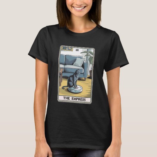 De Keizerin Tarotkaart Kat Robotstofzuiger Ca T-shirt (Voorkant)