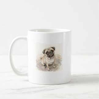 De Keizerlijke Bedelaar: Waterverf Pug Koffiemok