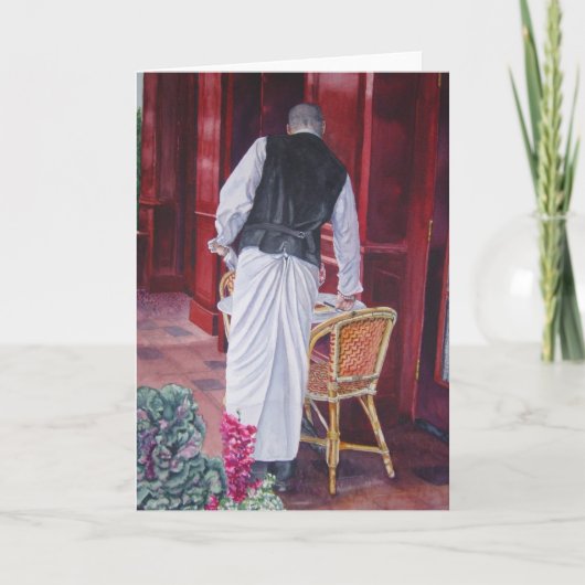 De kelner bij Restaurant Bouchon Kaart (Voorkant)