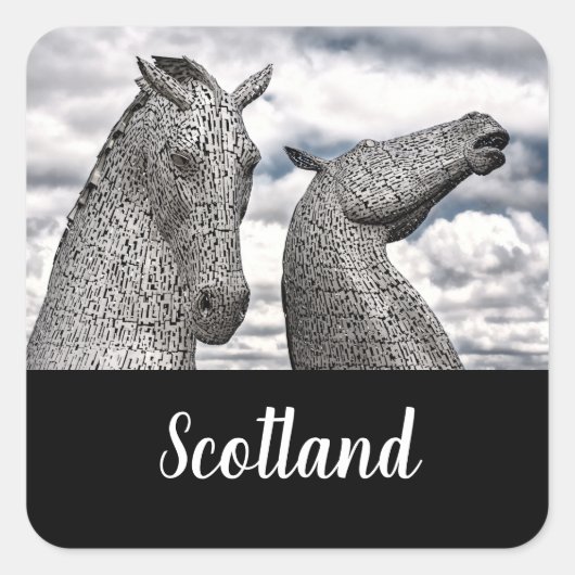 De Kelpies bij Falkirk Vierkante Sticker (Voorkant)
