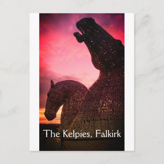 De Kelpies in Falkirk, Schotse briefkaart (Voorkant)