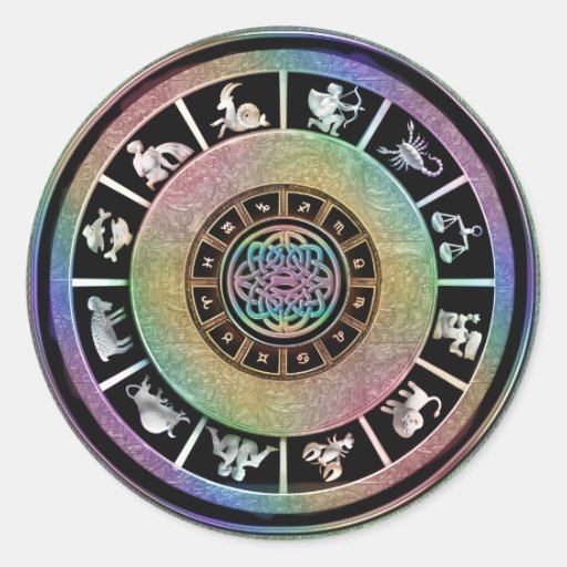 De keltische dierenriem mandala van de regenboog ronde stickers ... Mandala ovale
