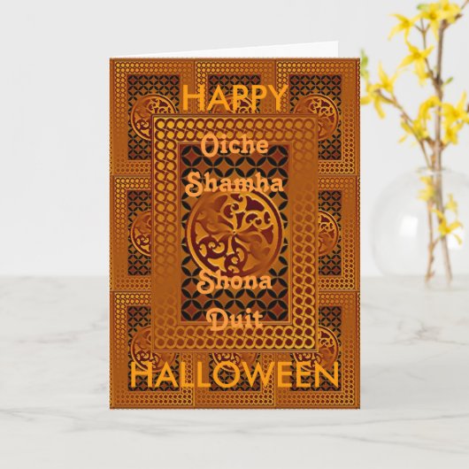 De Keltische Gelukkige Kaart van Halloween (Gele Bloem)