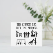 De kerk heeft het gebouw verlaten briefkaart (Staand voorkant)