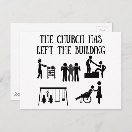 De kerk heeft het gebouw verlaten briefkaart (Voorkant / Achterkant)