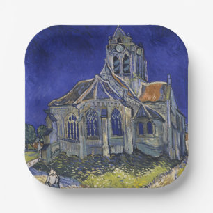 De kerk in Auvers door Vincent van Gogh Papieren Bordje