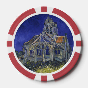 De kerk in Auvers door Vincent van Gogh Poker Chips