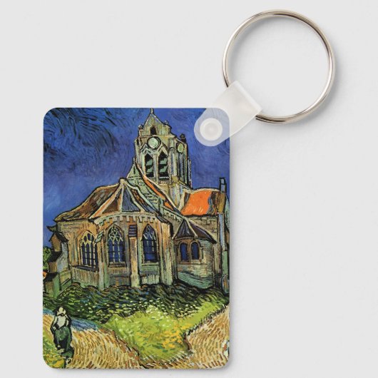 De kerk in Auvers door Vincent van Gogh Sleutelhanger (Achterkant)