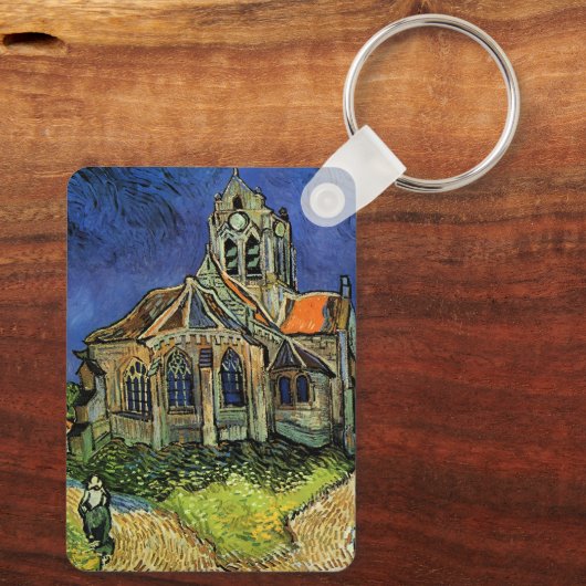 De kerk in Auvers door Vincent van Gogh Sleutelhanger (Achterkant)