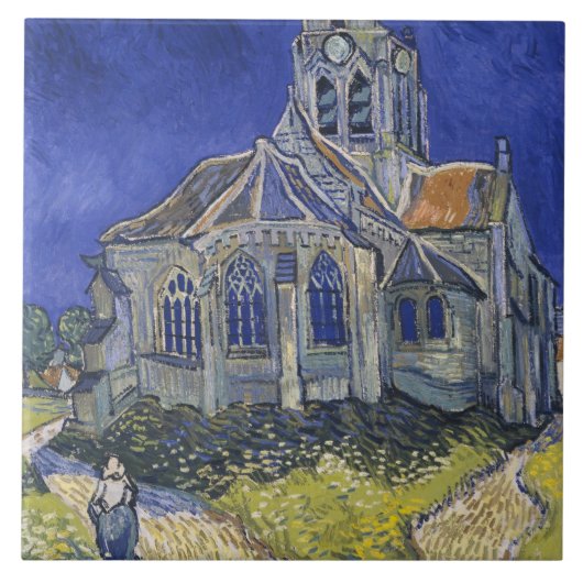 De kerk in Auvers door Vincent van Gogh Tegeltje (Voorkant)