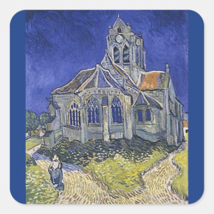 De kerk in Auvers door Vincent Van Gogh Vierkante Sticker