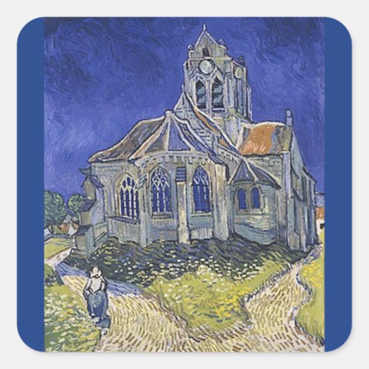 De kerk in Auvers door Vincent Van Gogh Vierkante Sticker (Voorkant)