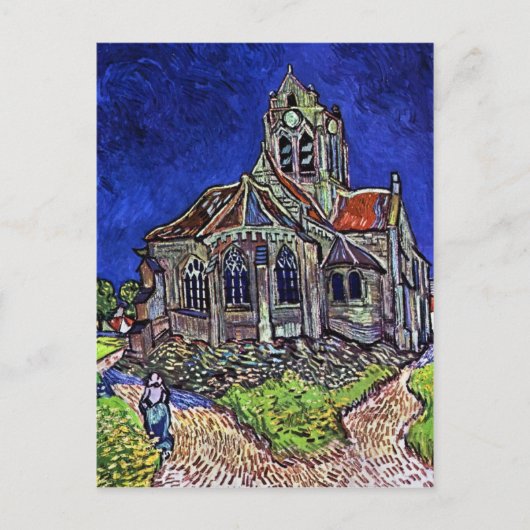 De kerk in Auvers van Vincent van Gogh 1890 Briefkaart (Voorkant)