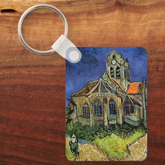 De kerk in Auvers van Vincent van Gogh Sleutelhanger (Voorkant)