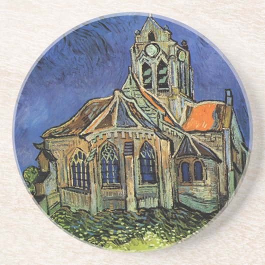 De kerk in Auvers van Vincent van Gogh Zandsteen Onderzetter (Voorkant)