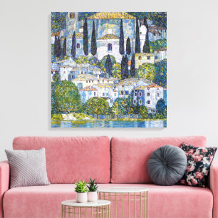 De kerk in Cassone Gustav Klimt Poster Canvas Afdruk