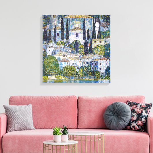 De kerk in Cassone | Gustav Klimt | POSTER Canvas Afdruk (Insitu (Woonkamer))