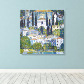 De kerk in Cassone | Gustav Klimt | POSTER Canvas Afdruk (Insitu (Houten vloer))