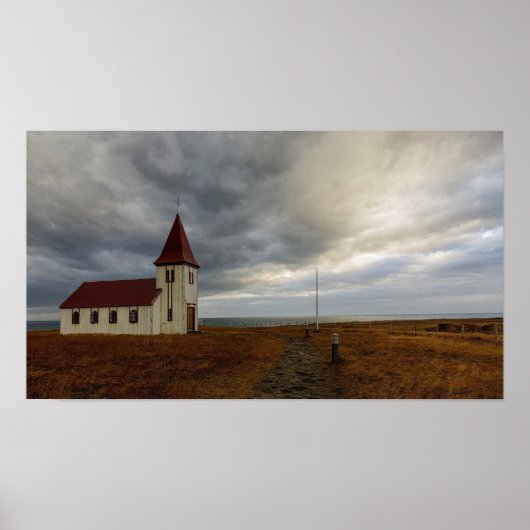 De kerk in Hellnar Poster (Voorkant)