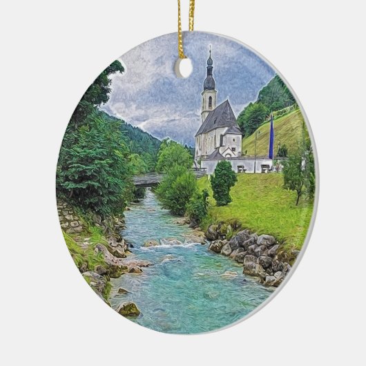 De kerk in Ramsau - idyll Keramisch Ornament (Links)