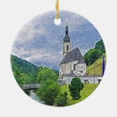 De kerk in Ramsau - idyll Keramisch Ornament (Achterkant)