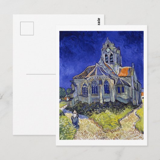 De kerk van Auvers, Van Gogh Briefkaart (Voorkant / Achterkant)