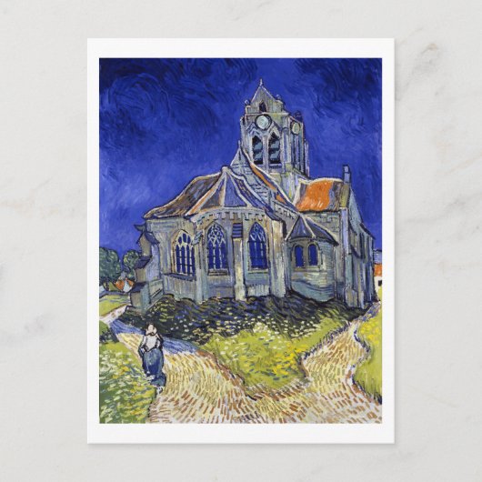 De kerk van Auvers, Van Gogh Briefkaart (Voorkant)