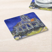 De kerk van Auvers, Van Gogh Kartonnen Onderzetters (Schuin)