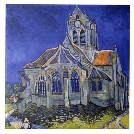 De kerk van Auvers, Van Gogh Tegeltje (Voorkant)