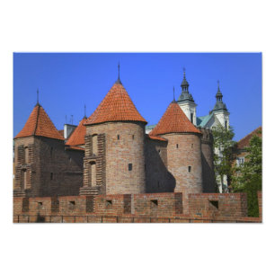 De kerk van Barbican en Pauline, Warschau, Foto Afdruk