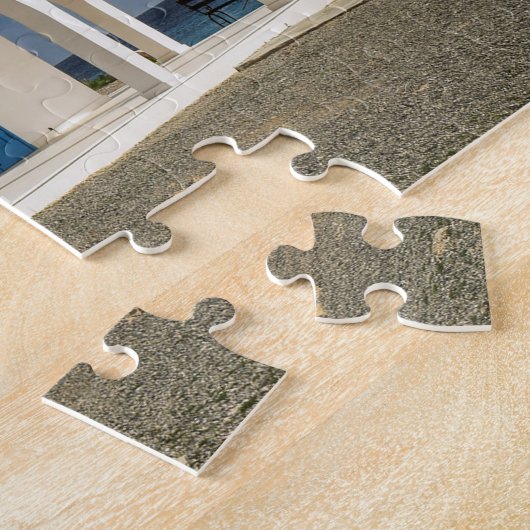 De kerk van Cyprus Ayia Thekla. Legpuzzel (Zijkant)