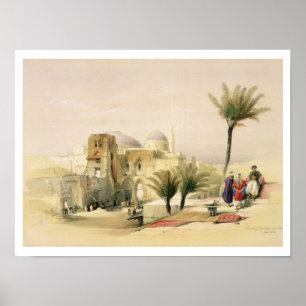 De kerk van de Heilige Sepulcher, Jeruzalem, bord  Poster