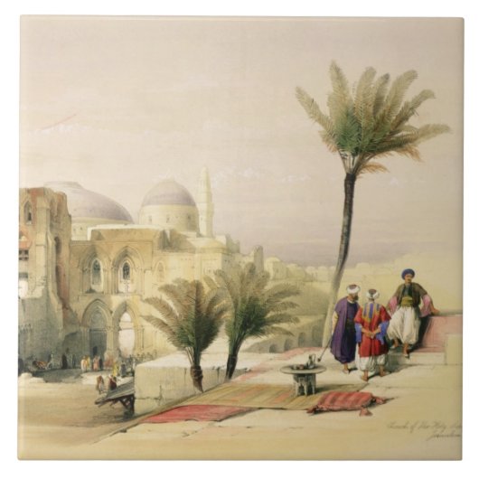 De kerk van de Heilige Sepulcher, Jeruzalem, bord Tegeltje (Voorkant)