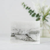 De kerk van San Francisco, Valparaiso, 1834 Briefkaart (Staand voorkant)