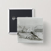 De kerk van San Francisco, Valparaiso, 1834 Vierkante Button 5,1 Cm (Voorkant /achterkant)