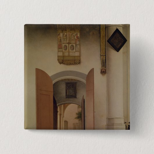 De kerk van St. Laurens, Alkmaar, 1661 Vierkante Button 5,1 Cm (Voorkant)
