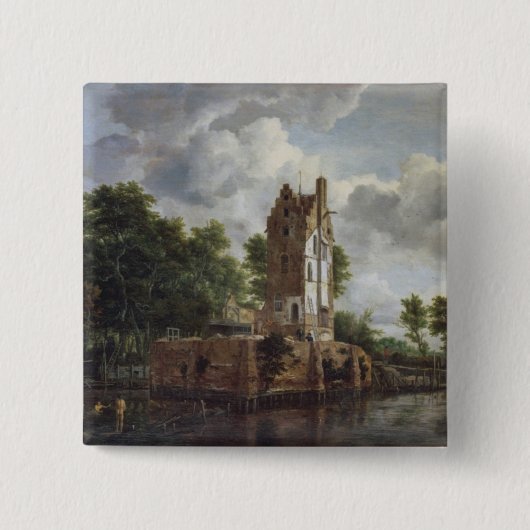 De kerktoren vierkante button 5,1 cm (Voorkant)