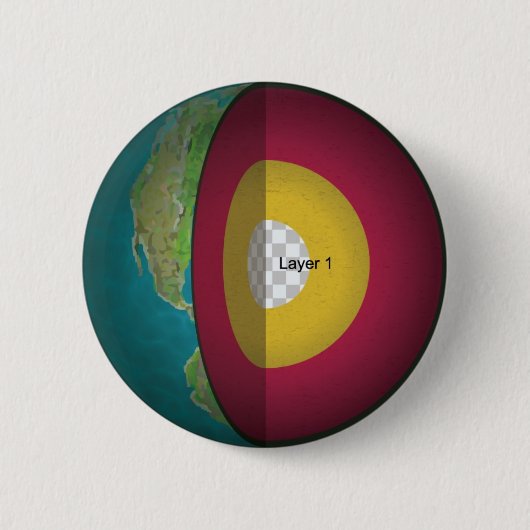 De kern van de aarde ronde button 5,7 cm (Voorkant)