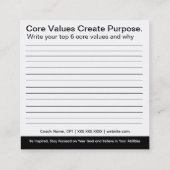 De Kernwaarden machtigen Kaarten Vierkante Visitekaartje (Achterkant)