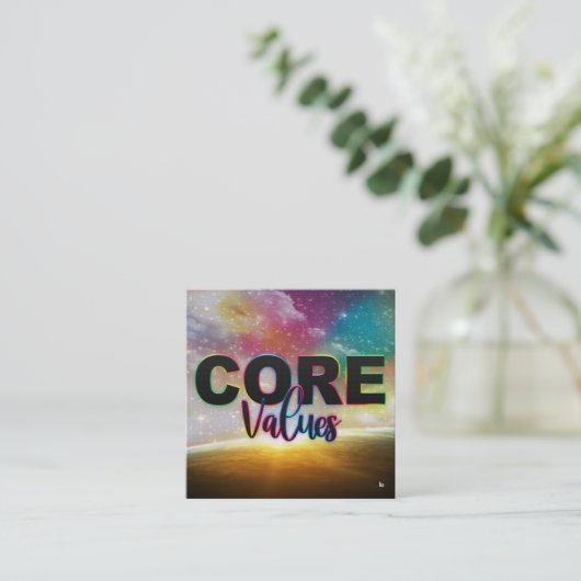 De Kernwaarden machtigen Kaarten Vierkante Visitekaartje (Staand voorkant)