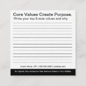 De Kernwaarden machtigen Kaarten Vierkante Visitekaartje (Achterkant)