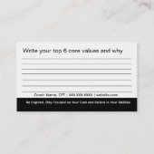 De Kernwaarden machtigen Kaarten Visitekaartje (Achterkant)