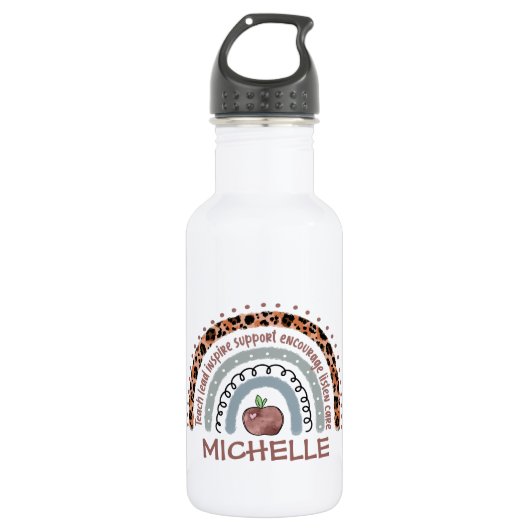 De kernwaarden van de leerkracht Rainbow Waterfles (Voorkant)