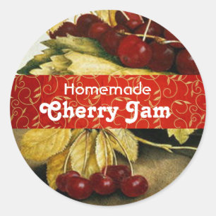 De KERSEN van de VRUCHTEN van het SEIZOEN, de Ronde Sticker