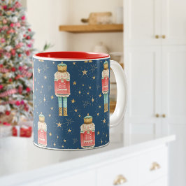 De kerst notenkraker gouden Sterrennacht blauw Tweekleurige Koffiemok