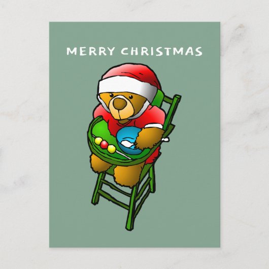 De kerst-teddybeer briefkaart (Voorkant)